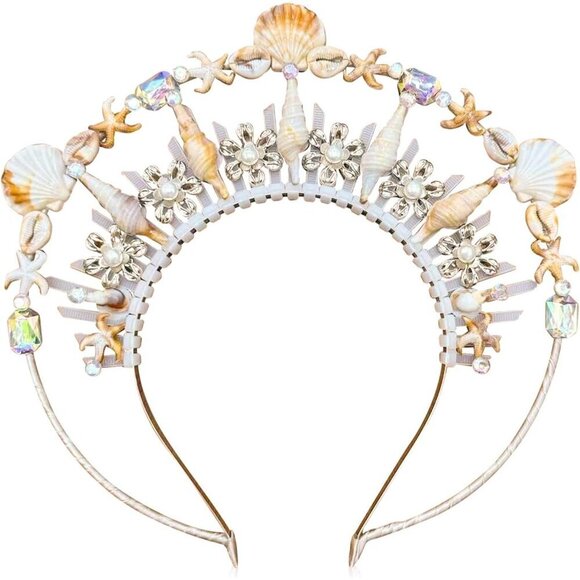 Double Layer Headband Conch Shell Metal Crown Accessory for Women main image 4